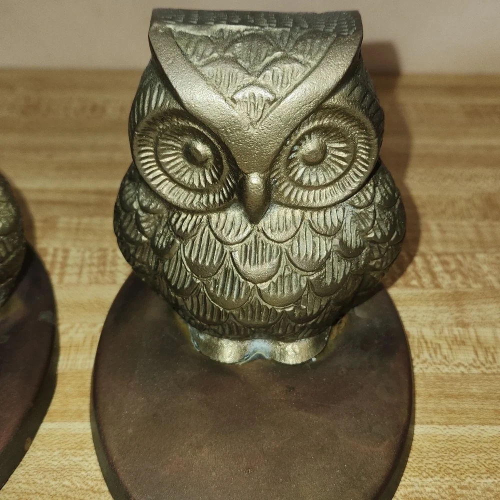 Pair (2) Brass Owls Figure
